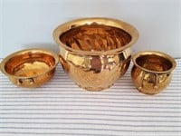 Lot of 3 Vintage Brass Planters / Bowls