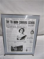 Framed Copy of 1952 Toronto Star