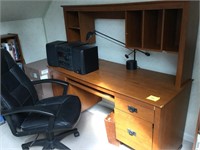 Desk with Accessories & Stereo System