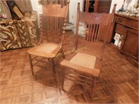 Wooden Chairs Wicker Bottom Vintage Lot of 2