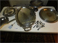 Silver Platters and serving Dishes - Large Lot of