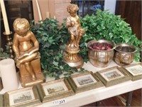 Home Décor Mixed Lot- Brass Candle Holders,