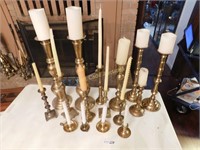 Brass Candle Stick Holders - Large lot of 16