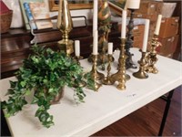 Brass Candle Sticks Holders - lot of 11 and