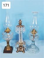 Pair of Victorian Pedestal Oil Lamps
