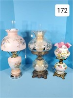 Lot of (3) Floral Table Lamps