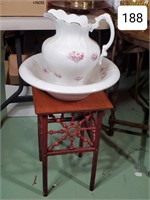 Floral Ironstone Commode Pitcher & Bowl Set