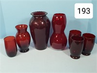 (7) Piece Ruby Red Glassware