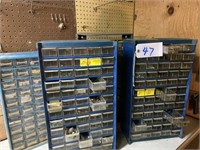 3 (4 TOTAL)  STORAGE CABINETS WITH SCREWS, BOLTS,