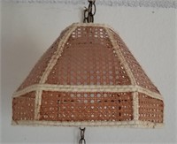 Vintage Hanging Lamp With Cane Shade