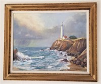 "Pigeon Point Light" Original Oil by Charles Moore
