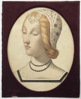 Old Watercolor/Gouache Portrait of a Woman.