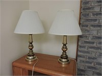 Pair Brass Table Lamps 26" T