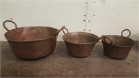 (3) Vintage Larger Copper Bowls