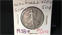 1938D walking liberty half dollar key