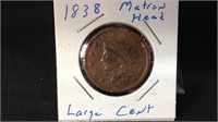 1838 large cent matron head