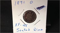 1891 O seated dime