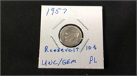 1957 Roosevelt dime uncirculated