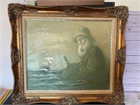 Antique framed sailor oil on canvas painting