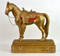 VINTAGE GOLD-TONED METAL HORSE FIGURE
