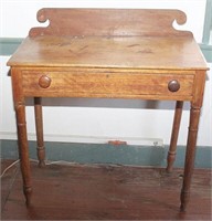 One drawer pine dressing table, turned legs,