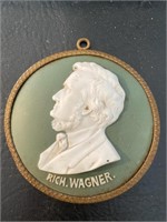 Green Jasperware Rich Wagner framed medallion