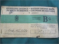 Gas. licence & ration coupon book & leather case