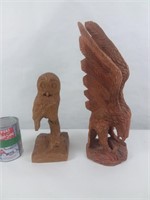 Sculptures en bois/ hibou & aigle