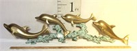 Heavy Brass and Bronze Dolphin Wall Sculpture