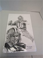 Joe Montana Charcoal Print