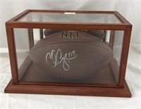 NFL Signed Football , In Wood ,Glass Case