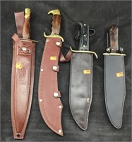 2 Pakistan Knives, 1 Straight, 1 Curved In Brown