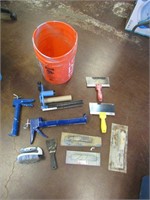Lot of Misc Drywall Tools in a Bucket