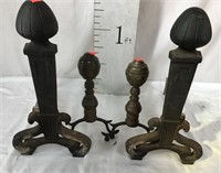 Antique Andirons One Pair is Brass