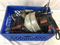 Crate of Pipe and Drain Cleaning Equipment