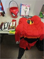 Mix Lot of Halloween Costumes & Spider Man Bucket