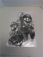 11x17 Mario Charcoal Print NEW