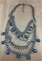 Large Heavy Silver Tone Necklace