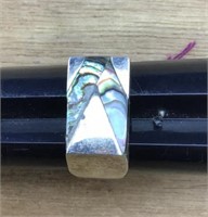 Unmarked Sterling & Abalone Ring