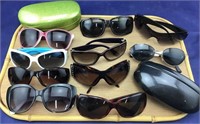 10 Pairs of Designer Sunglasses & 2 Cases