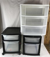 Three Organizer Units with Drawers One on Wheels