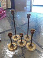 5PK OF BRASS LIKE CANDLE STICKS