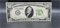 1934 $10 Light Green Seal Federsl Reserve Note