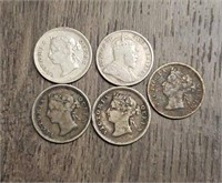 (5) Silver Hong Kong Coins