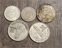 (5) Silver Guatemala Coins