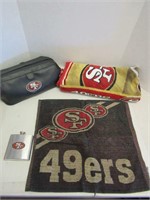 Leather SF 49ers Tote , Towel , Washcloth & Flask