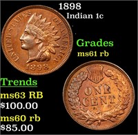 1898 Indian 1c Grades Unc+ RB