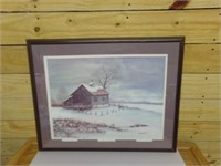 Framed, Winter on Oak Hill, Signed Larsen, 1998
