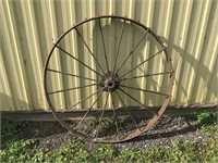 Antique 44" Steel Farm Implement Wheel