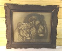 Antique Ornate Wooden Frame with Lions